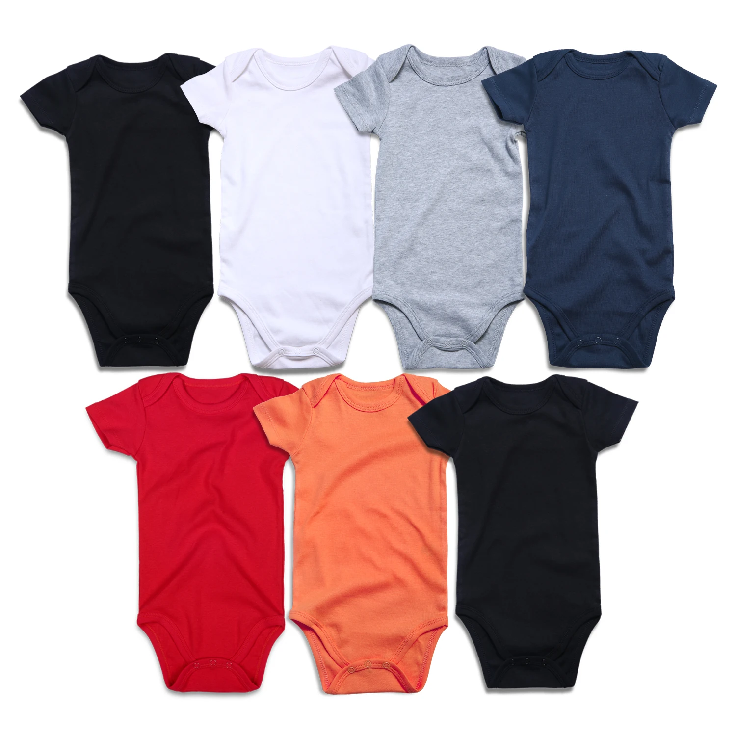 

2021 Amazon Hot Baby Bodysuit White Black Grey Baby Bodysuit 100% Cotton Custom Blank Bodysuit for Baby, Black, white, grey,red,blue,orange,purple,green