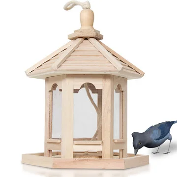 

Creative outdoor bird feeder house wood crafts pastoral style spot bird feeder box, Customized color