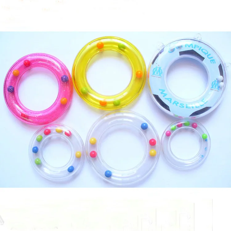 

Clear Pink and Yellow Plastic Rattle Ring with Colorful Beads Beans for Kids, White/transparent/red or customized