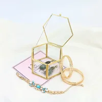 

New Design Decorative Cylindrical Geometric Jewelry Glass Storage Box, Gold Glass Box