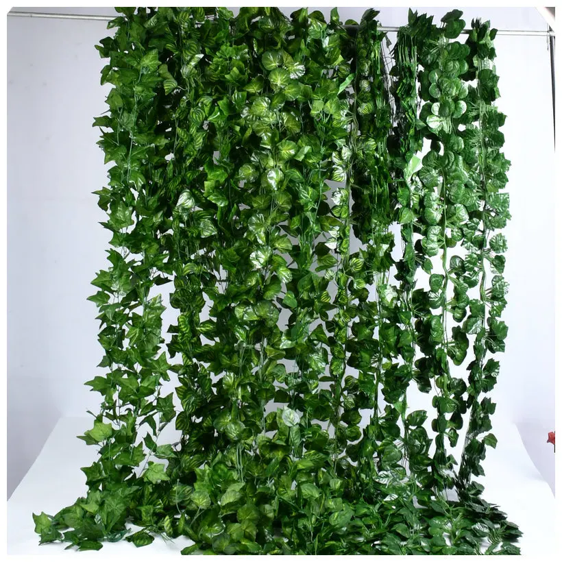 

Artificial Ivy Leaf Plants Vine Hanging Garland Fake Foliage Flowers Home Kitchen Garden Office Wedding Wall Decor, Green color