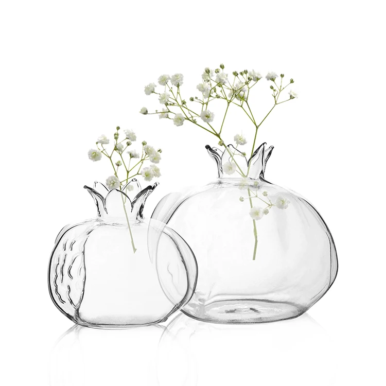 

Custom Blown Mini Pomegranate Glass Vase Handmade Flower Pot Hydroponic Flower Craft Table Pomegranate vase