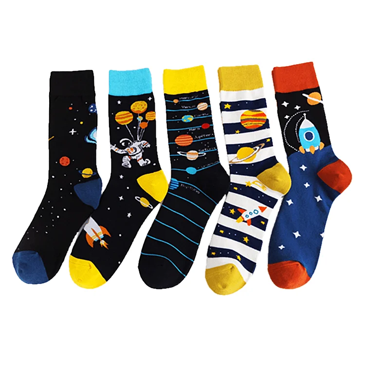 

Fashion Socks Men Happy Socks Long Fashion Cartoon Cotton Color Cotton Male Custom Logo Crew Sport Socks For Men, 5 colors