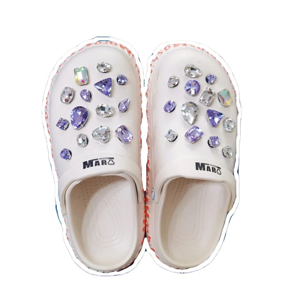 

Hole shoes crystal diamond decoration flower shoe buckle gemstone detachable girl heart love suit Shoe Charms, 2 colors
