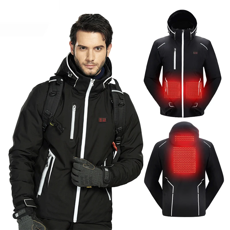 
Sportswear Hooded Heated Ski Jacket Mens Clothing Ski & Snow Wear 