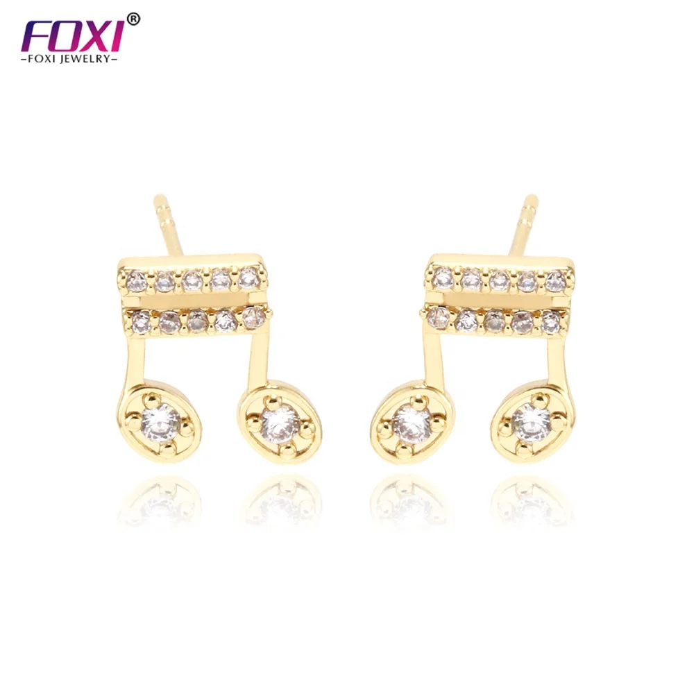 

New Fashion Musical Note Design Fine Earrings CZ Stud Earrings