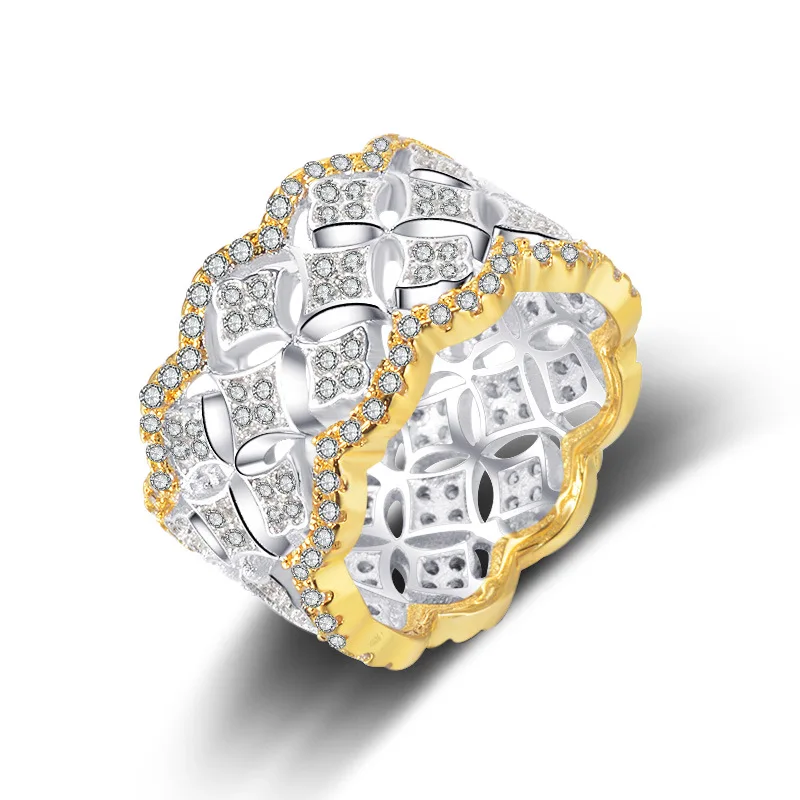 

Europe Fashion Luxury High-end Full Drill Diamond Gold Plated Wedding Copper Ring For Women, Picture show