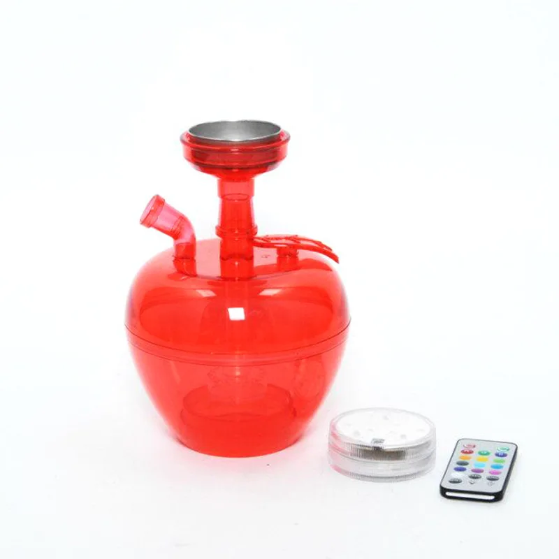 

New Creative Plastic Bottle Shisha Set Arab Apple Led Light Plastic Hookah, Purple/red/green