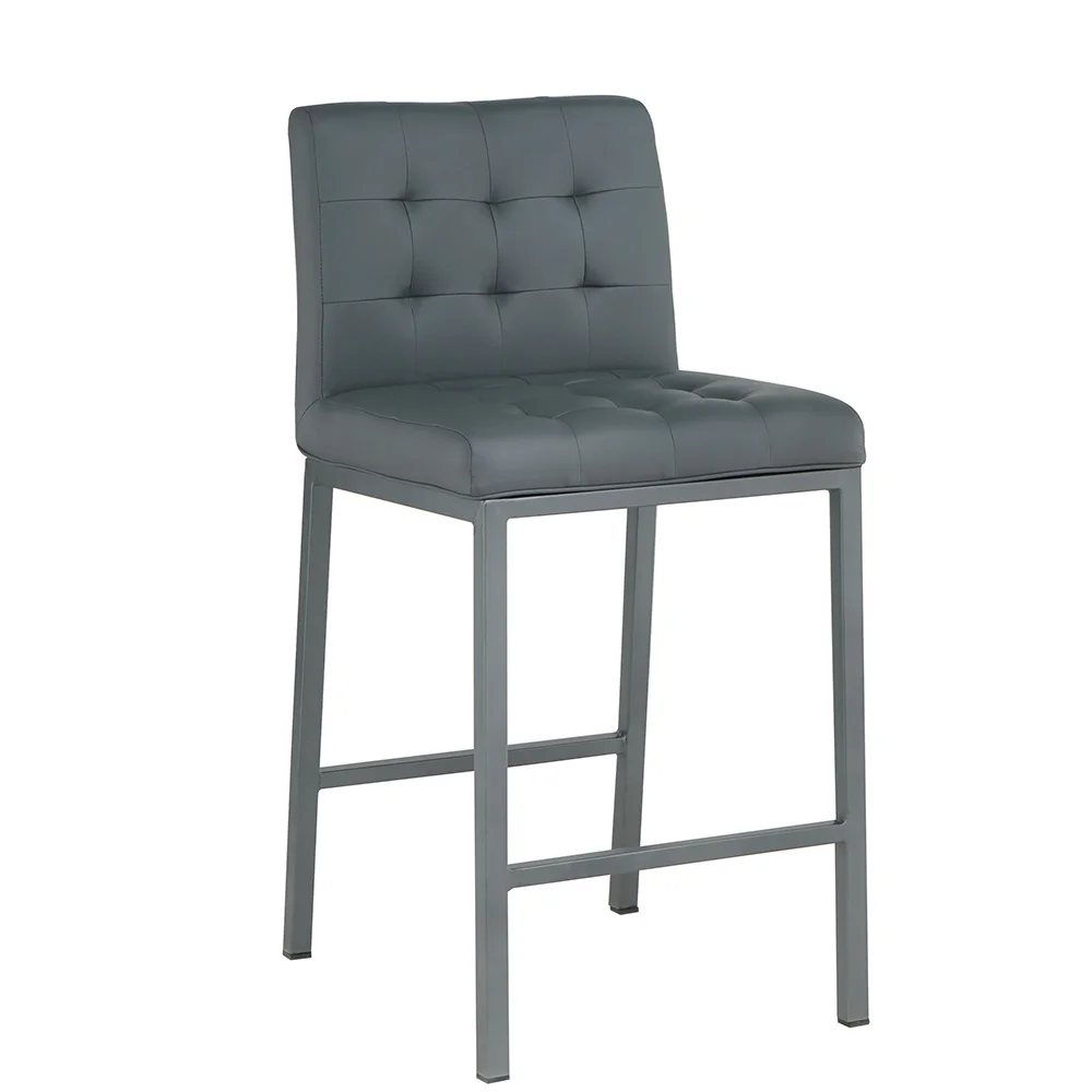 

Ready to Ship in the US Y1712-1 Bar Stool Modern Luxury Metal Leather PU Grey Counter Height Bar Chair Barstool Bar Stool