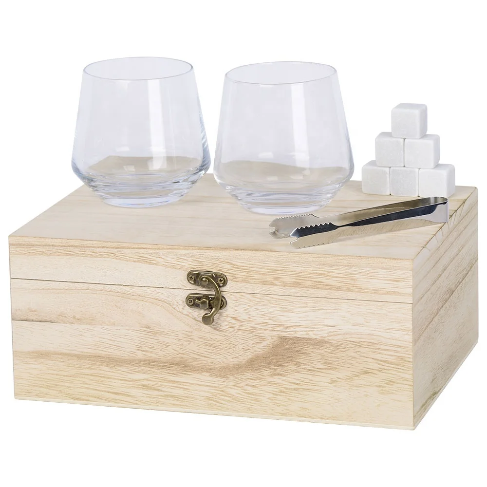 

KLP RTS drinking wine whisky glass wine cups wooden bar set ice stone glass whisky set, Transparent