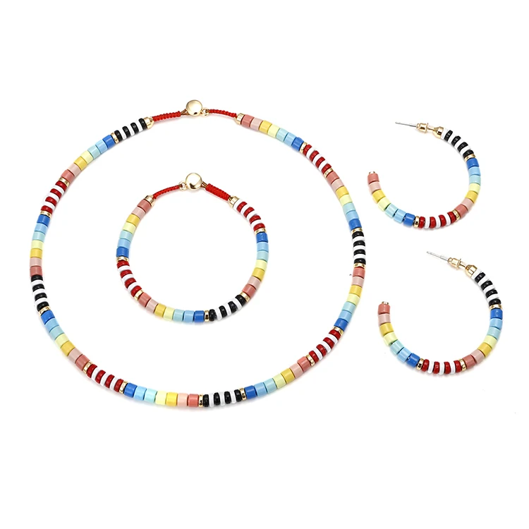 

Exquisite 18k Gold Plated Jewelry Set Women Rainbow Enamel Necklace Earrings Bracelet Sets, Rainbow color