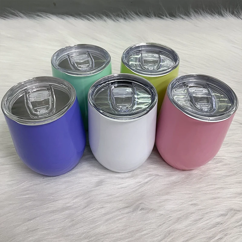 

Wine Tumbler 12oz Stainless Steel Wine Glass Egg Cups Insulated Vacuum Portable Beer Coffee Mug with Lid Best for Gifts, As the picture