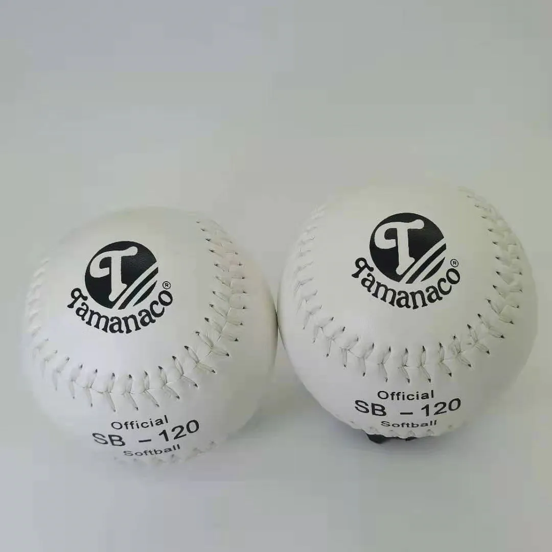 

white synthetic leather cork core slowpitch training softball balls Tamanaco SB-120 softball ball
