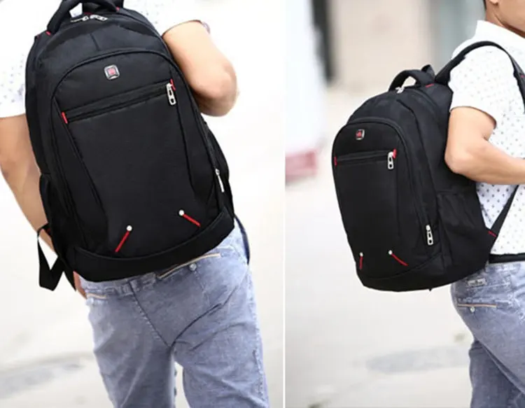 大容量学生书包休闲纯色材料牛津男士背包多功能简约书包