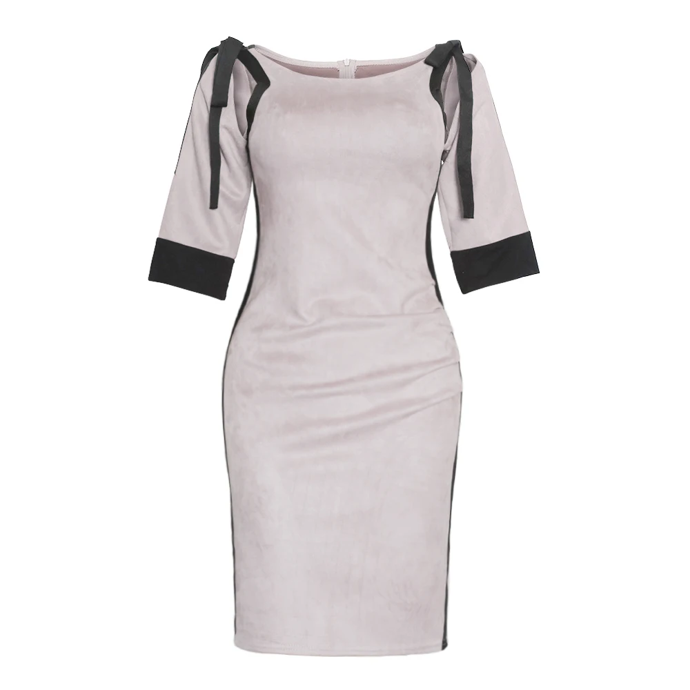 

H & D Fashion Maxi Dresses Women Summer Office Dresses With Bow Waist Decoration