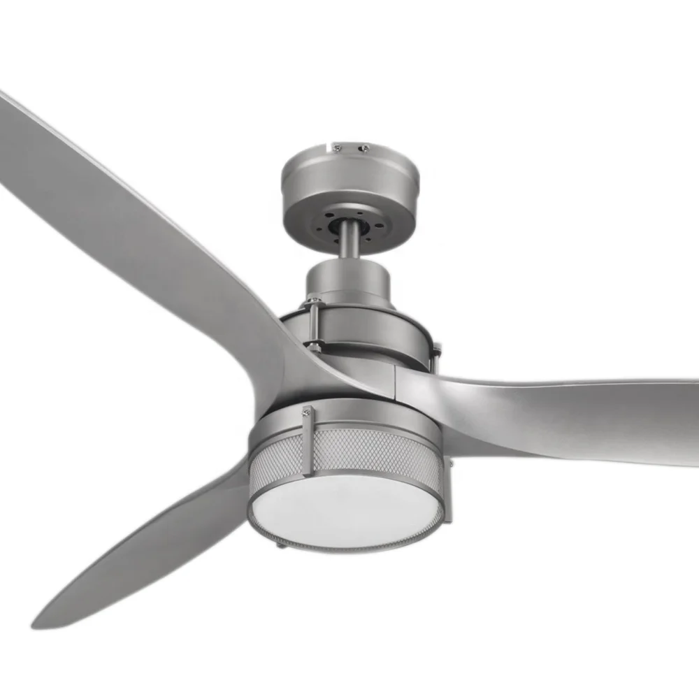 
52 inch Home Decorative Air Cooling Fan Modern Black/Nickel DC Motor LED Ceiling Fan with 3 ABS Blades, include Remote Control 