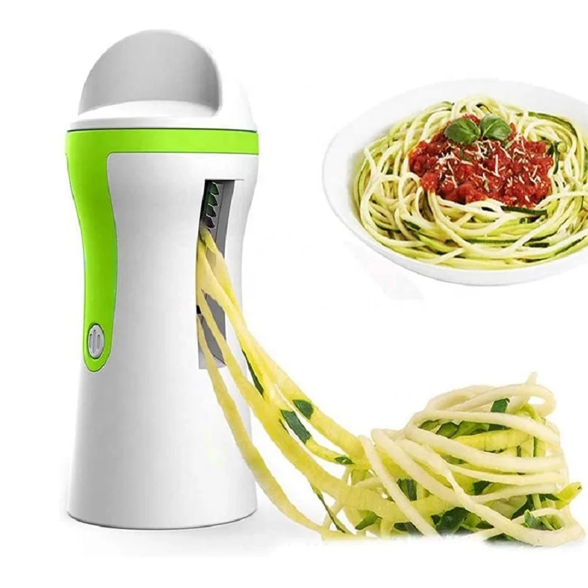 

Handheld Spiralizer Peeler 3 Blade Hand Spiral Slicer Zucchini Spaghetti Maker Spiralizer Vegetable Slicer for Potatoes, Green