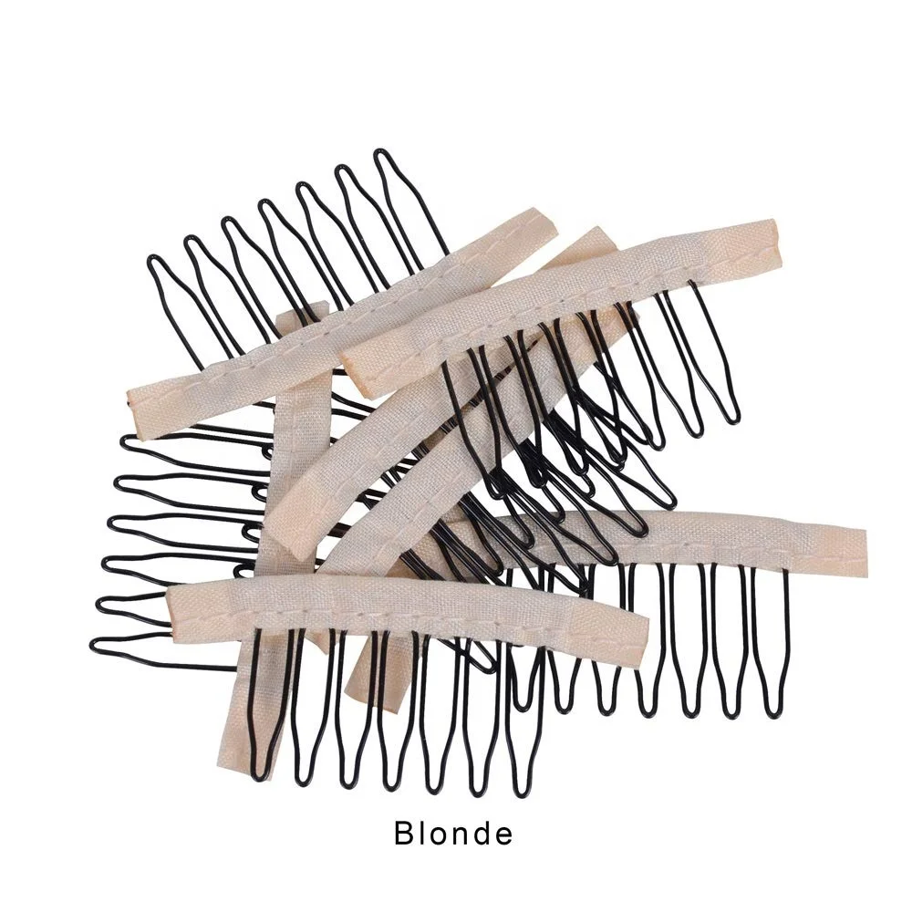 

MYSURE Wig Combs for Making Wig Caps 7-teeth Clips Steel Teeth with Cloth Combs for Hairpiece Caps Wig Accessories Tools