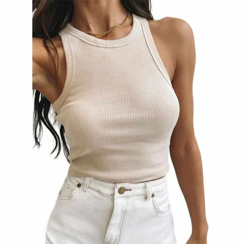 

Custom Summer White Sexy Shoulder Ladies Club Tank Top Chain Women Crop Top