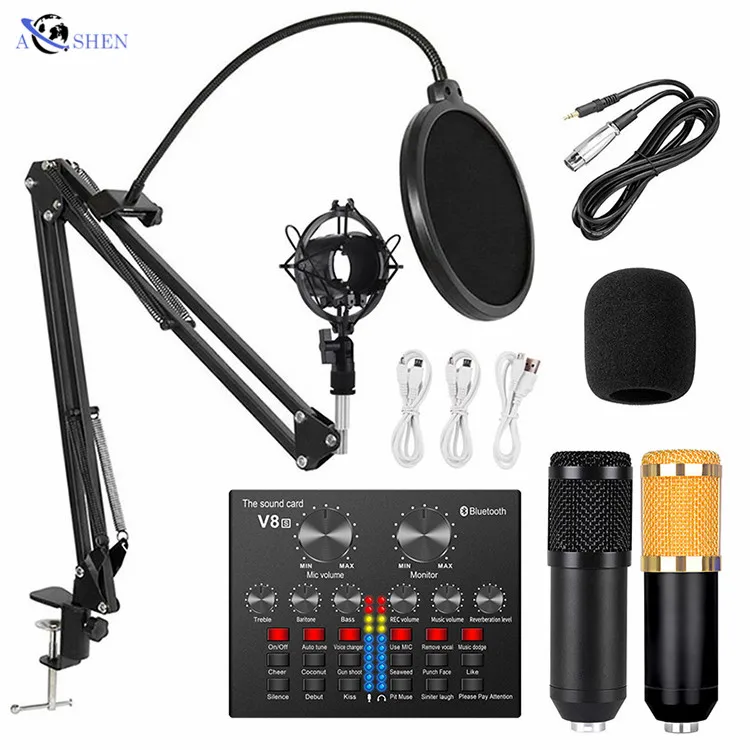 

Wholesale Professional studio microphone recording equipment Microphone Sound Card set for YouTube livestream podcast