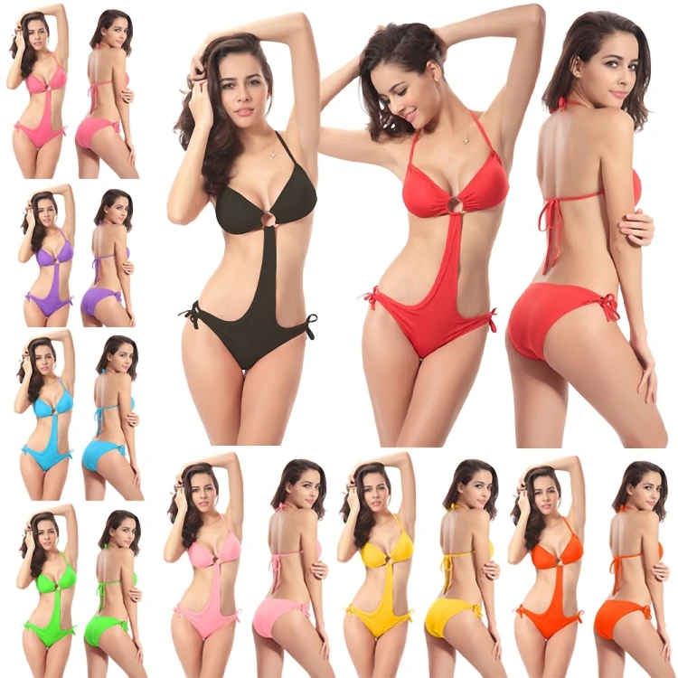 

Classic Model Vintage Style 2020 Ringed Center Removable Padding Swimming Women Sexy Thong One Piece Swimsuit