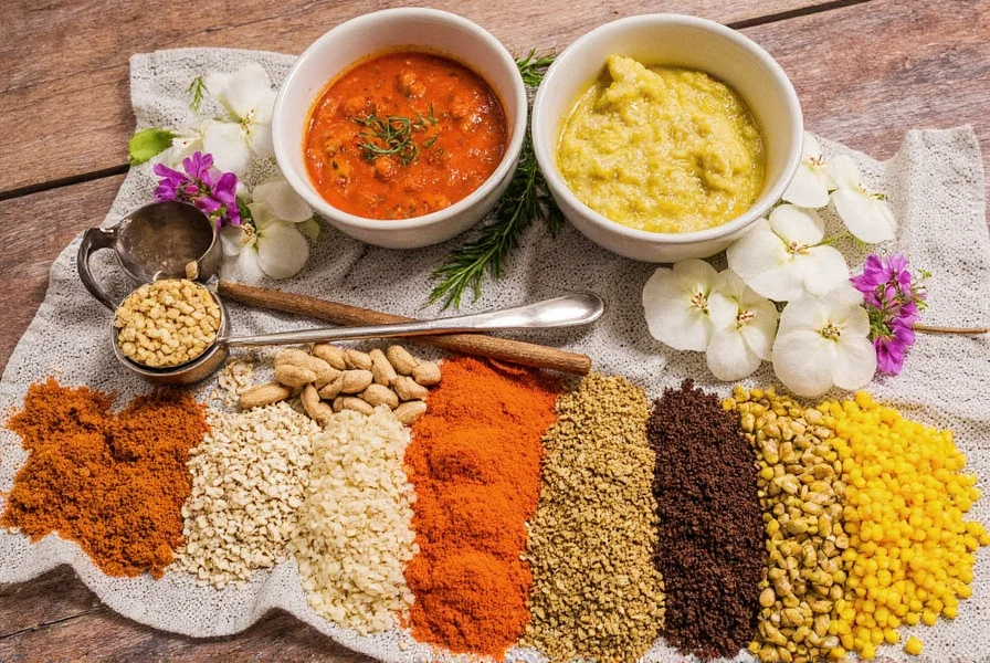 Spices blooming in a hot pan with onions and garlic