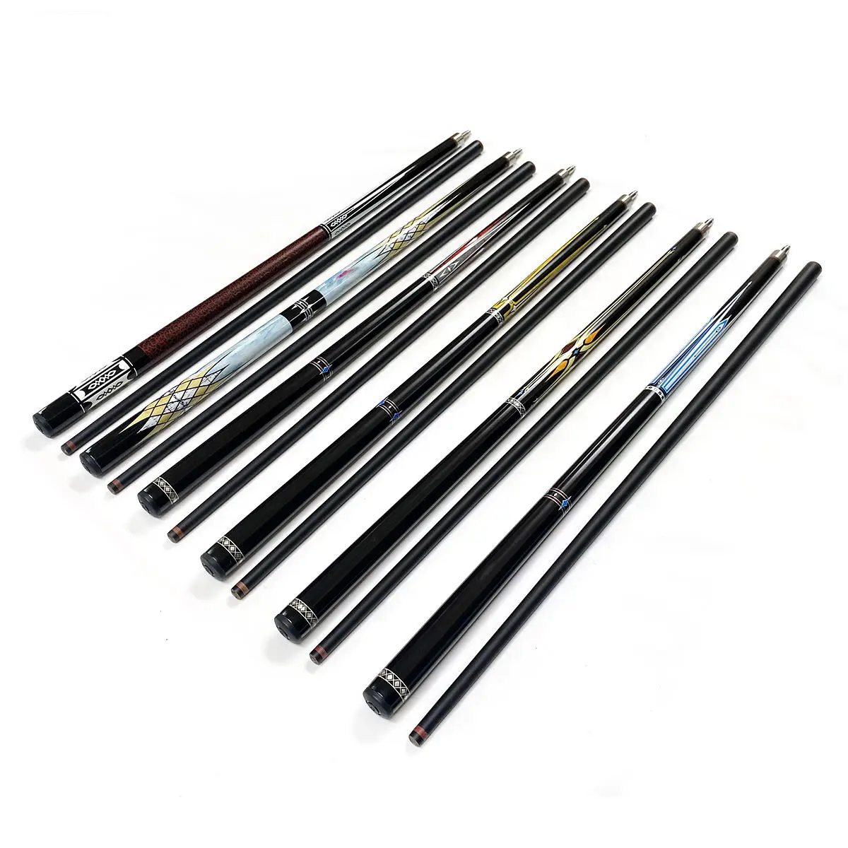 Superior Quality  Carbon Fiber 1/2-pc  58 Inches 12-12.5mm Tip Billiard Pool Cue Sticks for Sale