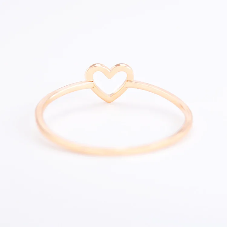

Korean simple hollow heart heart ring 925 logo copper jewelry electroplated silver ring, Gold/rhodium