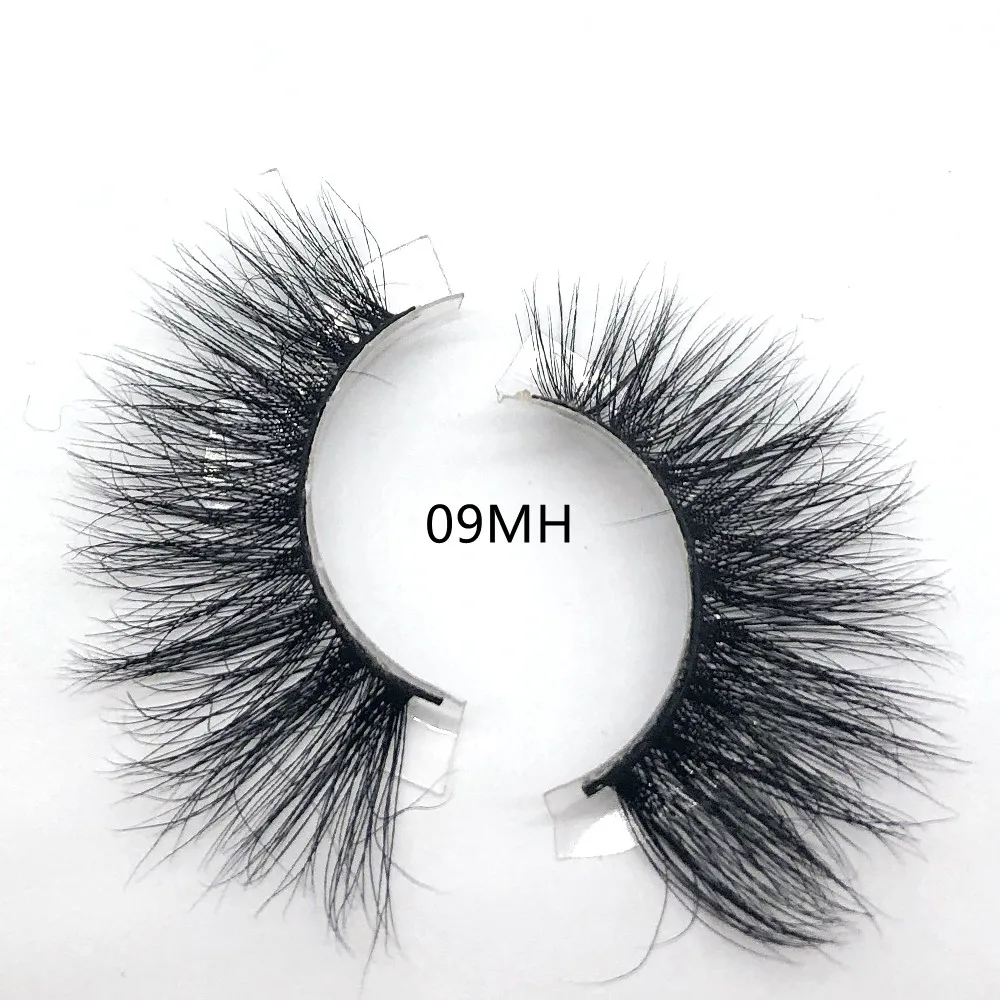 

MH09 Handmade Premium 25mm 3d Mink Lashes Wholesale Strip False Eye Lashes Custom Logo