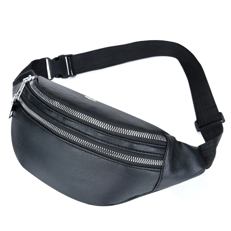 

Waterproof Designer PU Leather Blank Bum Bag Fanny Pack Zipper Waist Bag, As picture show