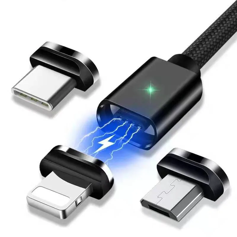 

New fast led light charging Nylon usb original data type c usb magnetic cable
