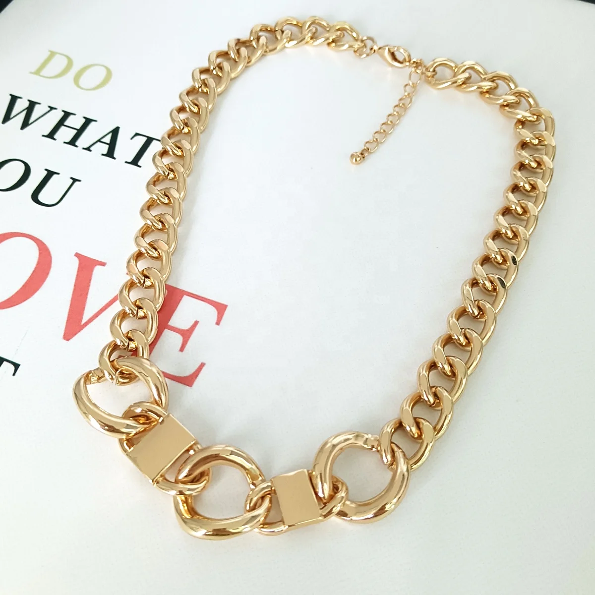 

Personality jewelry fashion wholesale huge thick link chain gold plated necklace