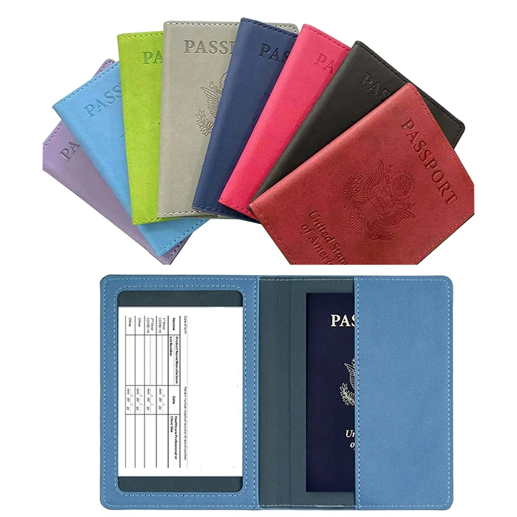 

2021Wholesale Amazon Mix 12 Colors United States of America PU Leather Passport Holder Custom in Card Holders Card Slot