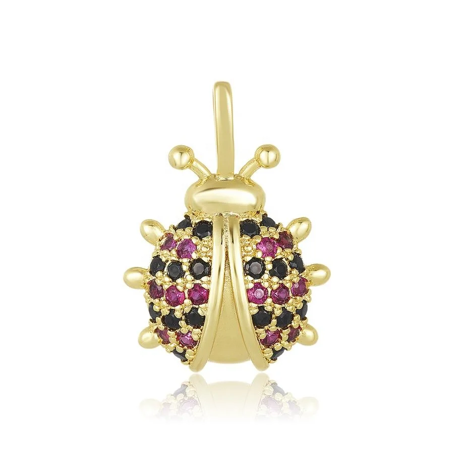 

Milskye Fashion Lucky Jewelry 925 Sterling Silver 18K Gold Plated Zircon Ladybug Pendant Necklace