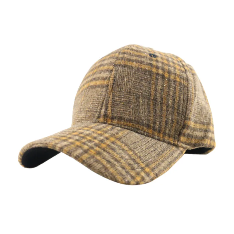 

Personalized Faux Leather Patch Baseball Cap Women's Wool Blend Baseball Cap Buffalo Check Plaid Baseball Cap, Shown