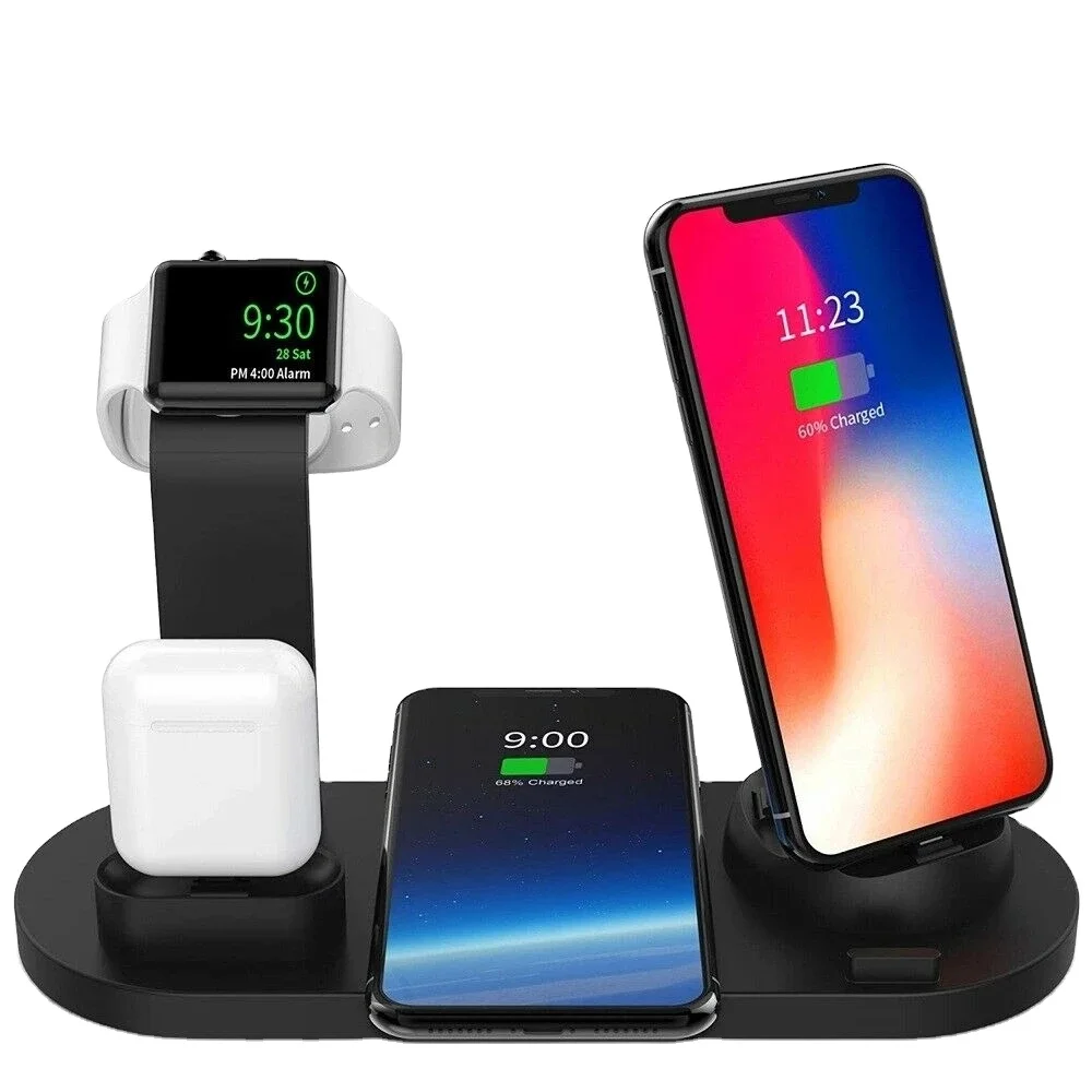 

15W Fast Wireless Charger 4 in 1 Qi Charging Dock Station For iPhone 12 11 Pro XS MAX XR X 8 Apple Watch SE 6 5 4 3 AirPods Pro