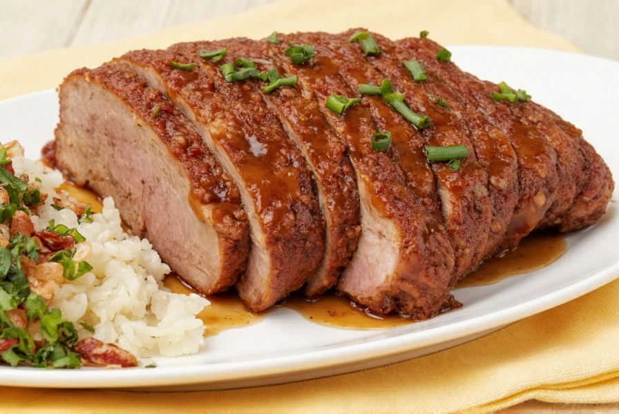 Pork roast with simple seasoning on oven rack