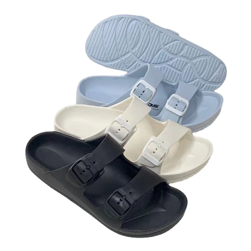 

EVA injection Man woman Two Straps Birken Style Sandals Slippers Injection Beach Unisex Slippers, Black ,white,l.blue