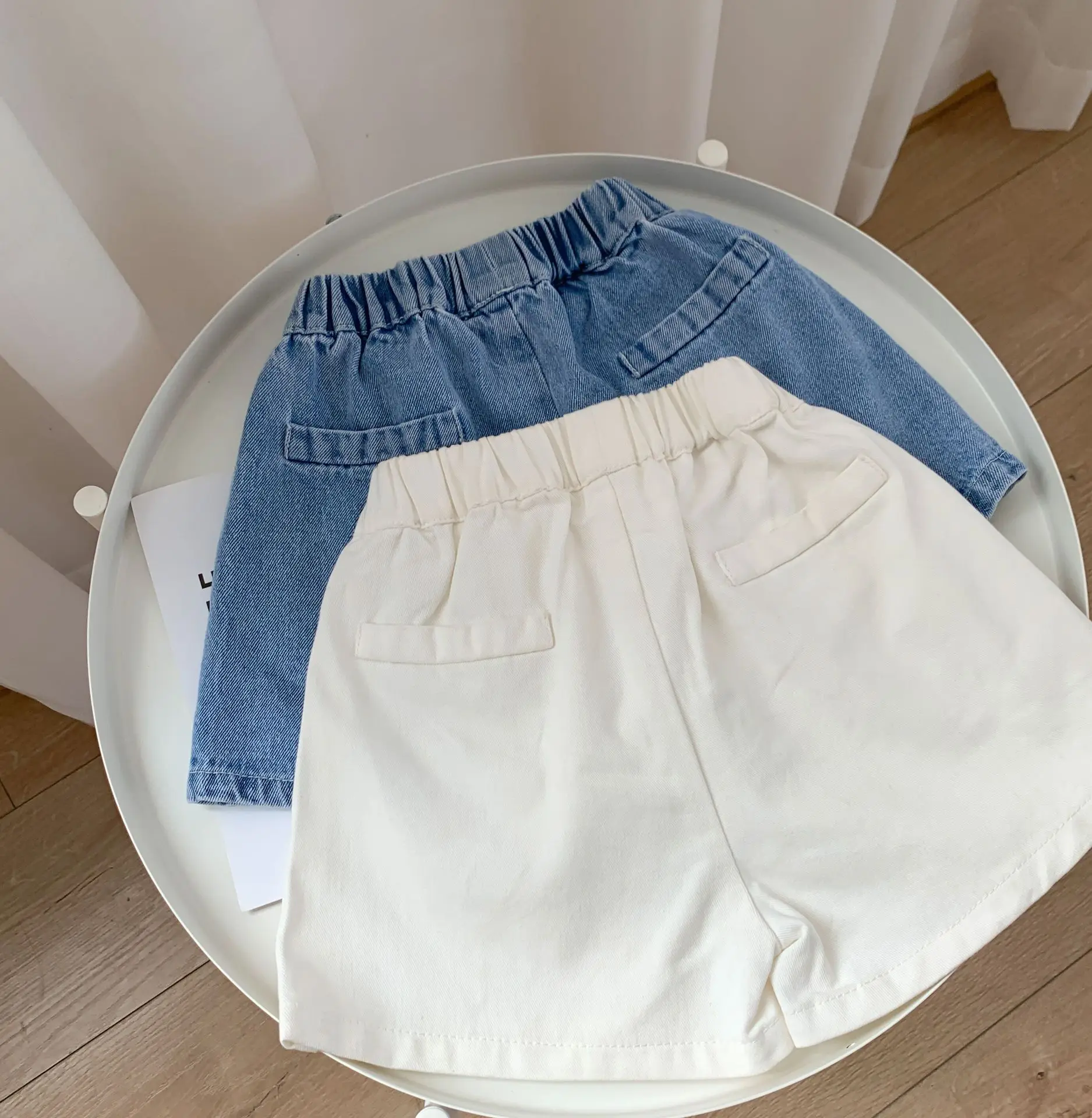 

2021 Kids Clothing Summer Toddler Girl White Skirt Style Shorts Blue Shorts 2-7T, White blue