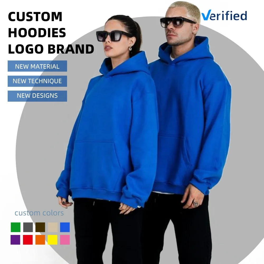 Wholesale Autumn Polyester/Cotton Hooded Cropped Street Wear Custom Logo Men Embroidery Puff Printing Oversized Hoodie