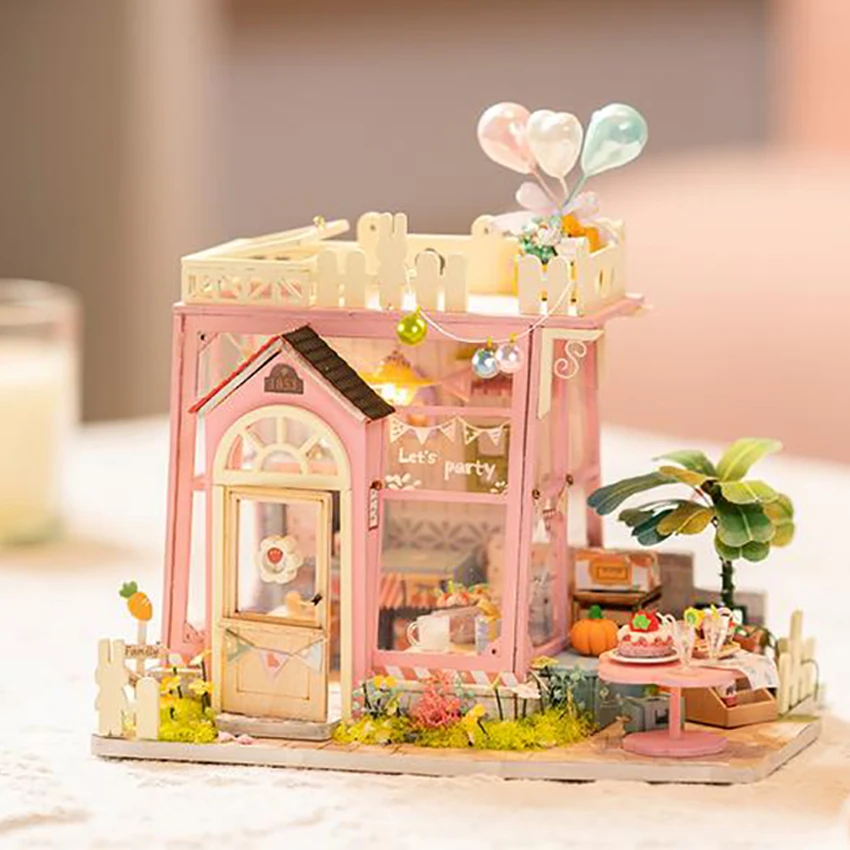 

Robotime Rolife Factory Furniture Toys Gifts DG153 Holiday Party Time Wood Crafts DIY Miniature Doll House