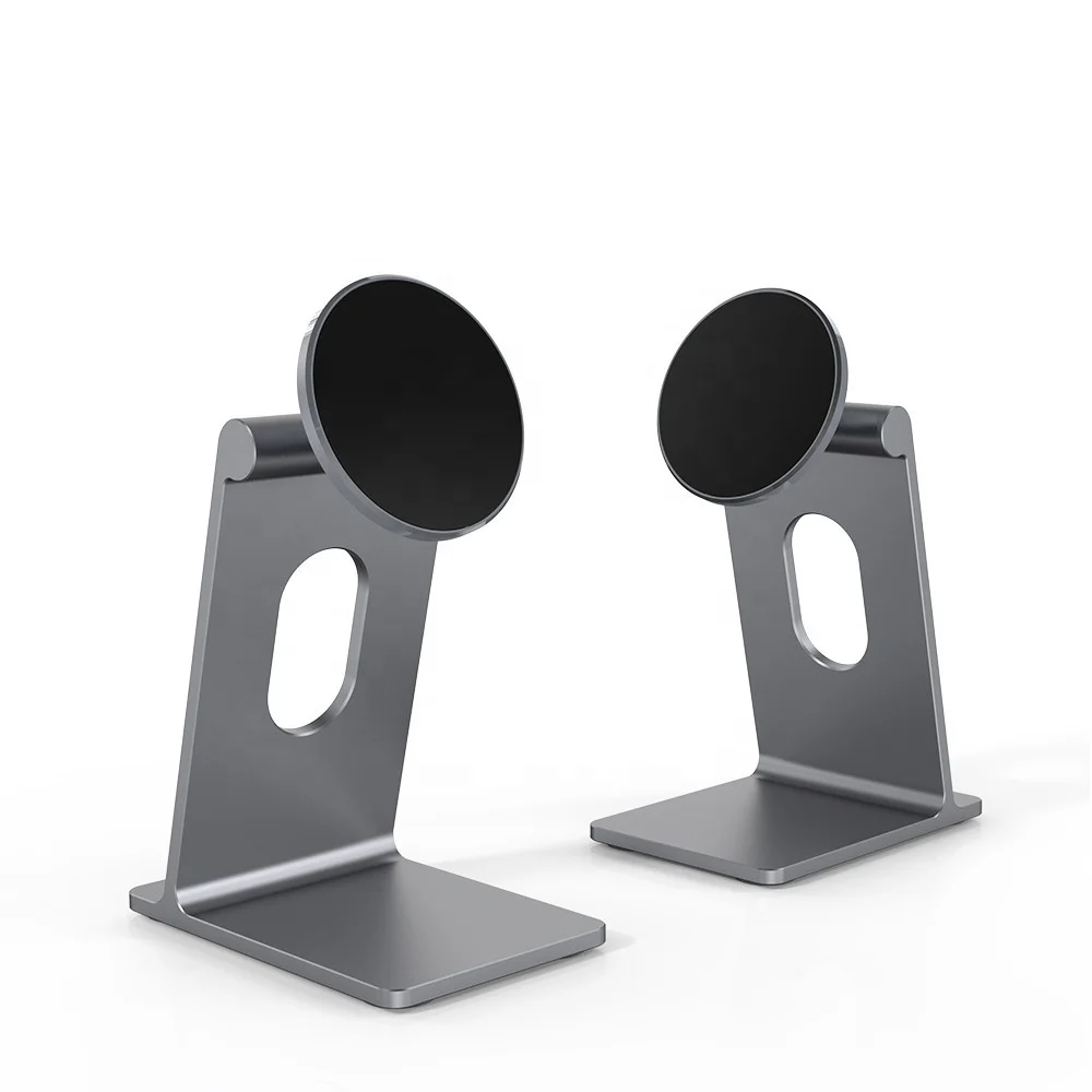 

Desktop Magnetic Stand Strong Attraction Lazy Phone Stand Aluminum Alloy Mobile Phone Holder Suitable for iPad and Mobile, Silver, gray