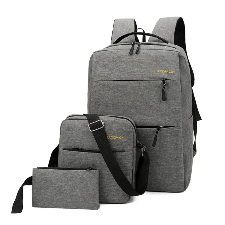

2019 New 3pcs set Durable anti theft laptop computer USB Business Backpack for men women, Red blue black gray