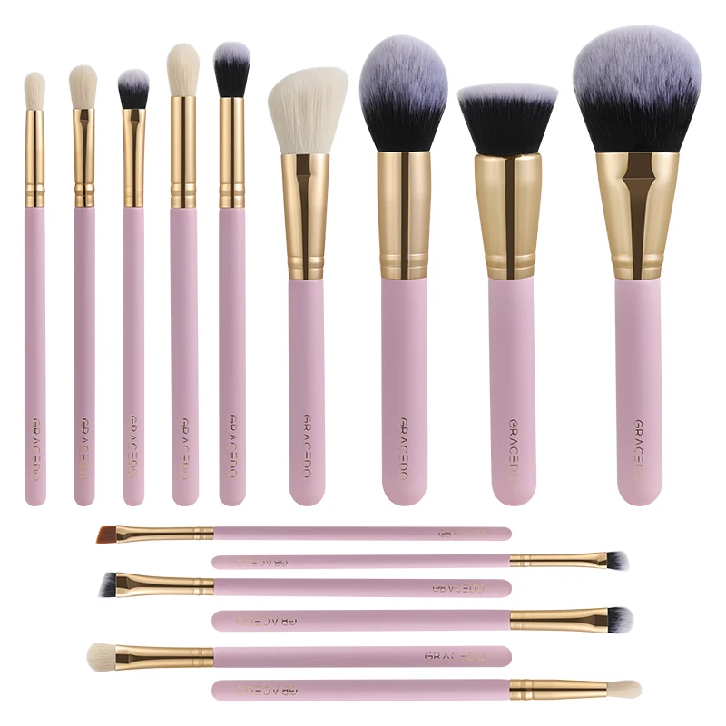 

GRACEDO Pink 15 Pcs Makeup Sets Highlighter Vegan Makeup Private Label Foundation Brush with Soft Hair