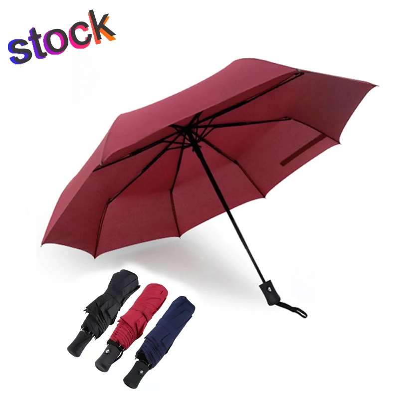 

Stock folded umbrella travel mini automatic open compact promotional customized windproof with prints logo paraguas