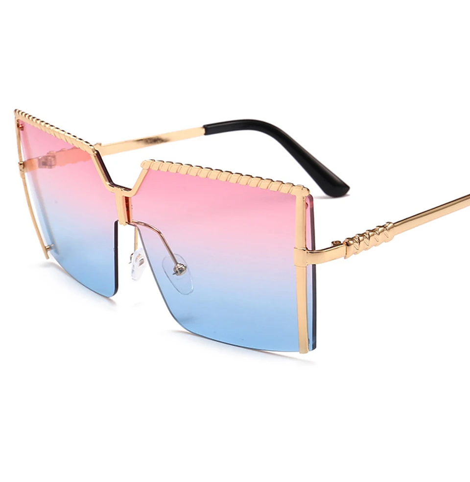 

Wholesale new design sun glasses half rimless square metal sunglass fashion oversized sunglasses women men