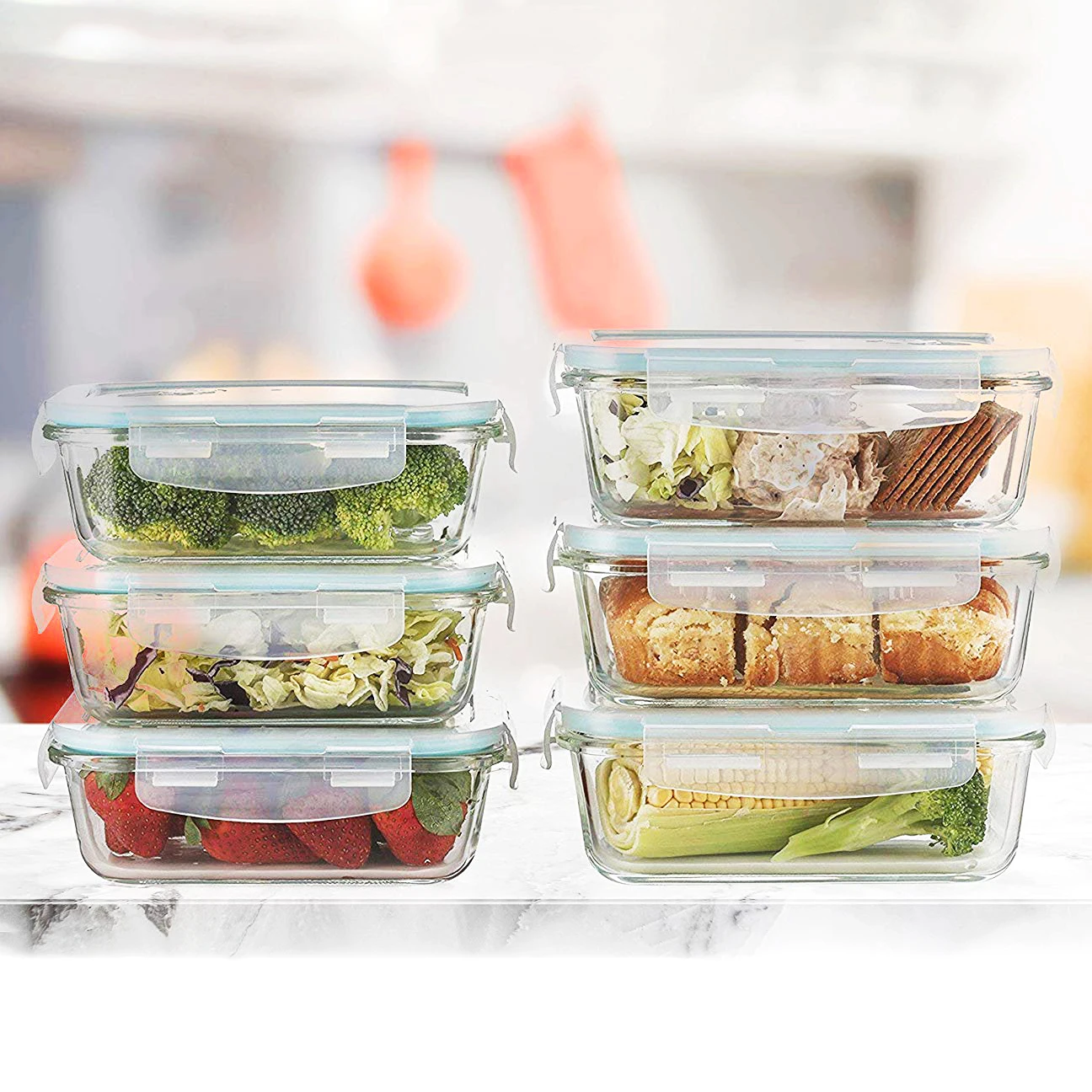 

thermal glass kitchen food storage containers sets, Transparent