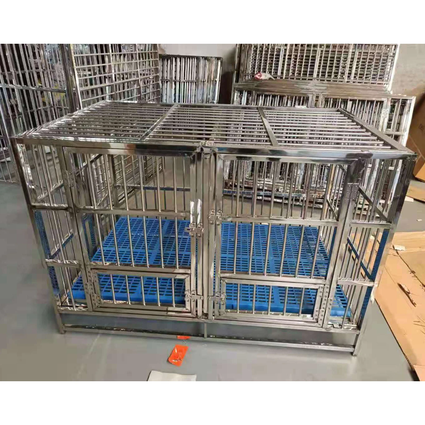 

two doors for tow dogs stainless steel folding large dog Kennels pet cage