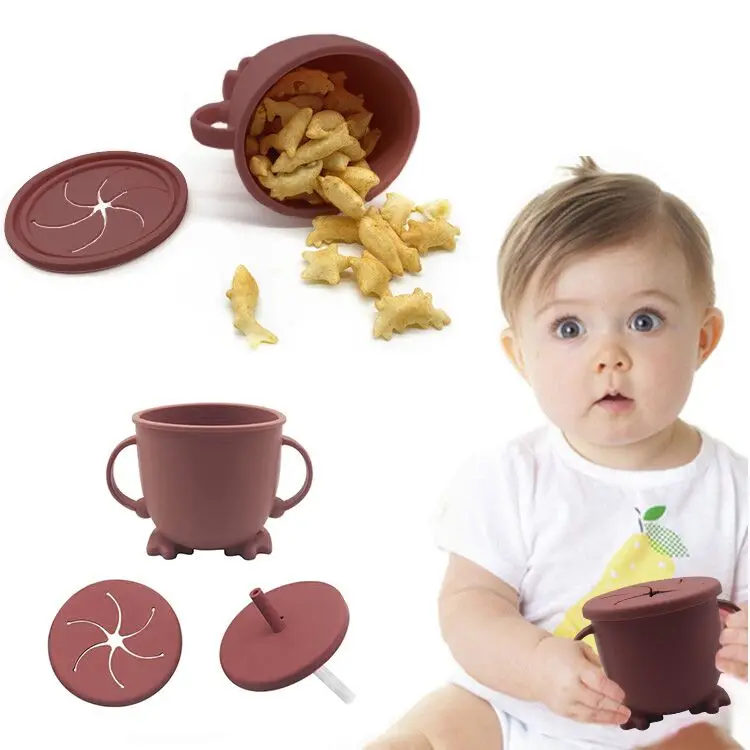 

3pcs/set Soft No Spill Food Grade Feeding Training Folding Baby Drink Cup With Straw Silicone Snack Cup With Lid