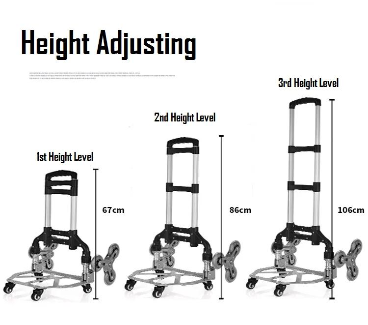 Portable Foldable Aluminium Alloy Stairs Climbing Shopping Hand Cart Easy Carry Folding Trolley